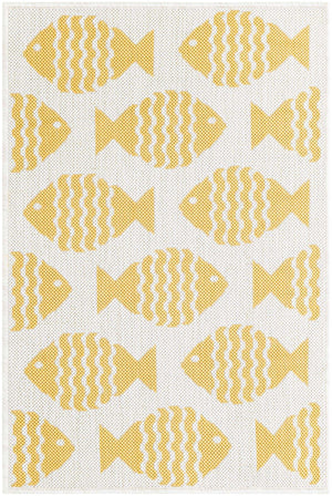 Yellow 2' x 3' 1 Outdoor Coastal Rectangle Area Rug Weather Resistant for Patio, Deck, Terrace, Balcony, Porch 100% Polypropylene Coastal Decor Carpet for Sale at Rug Engine