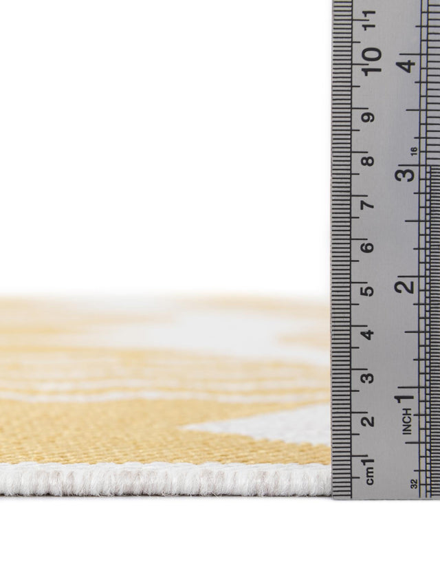 Yellow 6' 1 x 9' Outdoor Coastal Rectangle Area Rug Weather Resistant for Patio, Deck, Terrace, Balcony, Porch 100% Polypropylene Coastal Decor Carpet for Sale at Rug Engine