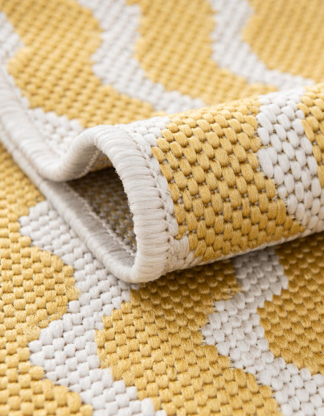 Yellow 5' 3 x 8' Outdoor Coastal Rectangle Area Rug Weather Resistant for Patio, Deck, Terrace, Balcony, Porch 100% Polypropylene Coastal Decor Carpet for Sale at Rug Engine