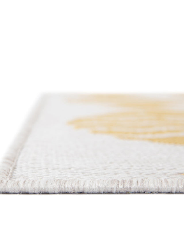 Yellow 6' 1 x 9' Outdoor Coastal Rectangle Area Rug Weather Resistant for Patio, Deck, Terrace, Balcony, Porch 100% Polypropylene Coastal Decor Carpet for Sale at Rug Engine
