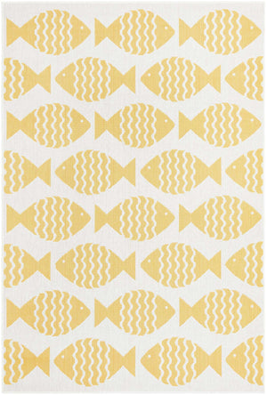 Yellow 5' 3 x 8' Outdoor Coastal Rectangle Area Rug Weather Resistant for Patio, Deck, Terrace, Balcony, Porch 100% Polypropylene Coastal Decor Carpet for Sale at Rug Engine