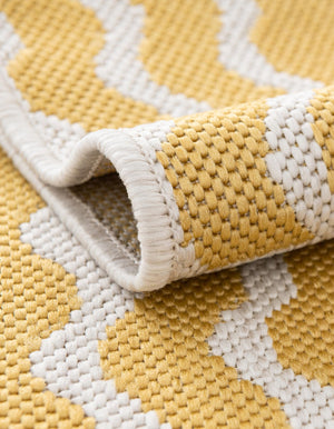 Yellow 3' 1 x 3' 1 Outdoor Coastal Round Area Rug Weather Resistant for Patio, Deck, Terrace, Balcony, Porch 100% Polypropylene Coastal Decor Carpet for Sale at Rug Engine