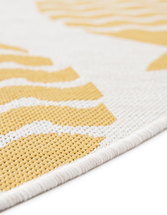 Yellow 4' 1 x 4' 1 Outdoor Coastal Round Area Rug Weather Resistant for Patio, Deck, Terrace, Balcony, Porch 100% Polypropylene Coastal Decor Carpet for Sale at Rug Engine