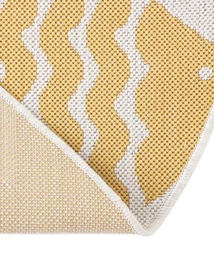 Yellow 4' 1 x 4' 1 Outdoor Coastal Round Area Rug Weather Resistant for Patio, Deck, Terrace, Balcony, Porch 100% Polypropylene Coastal Decor Carpet for Sale at Rug Engine