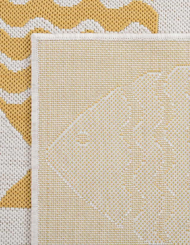 Yellow 2' x 8' Outdoor Coastal Runner Area Rug Weather Resistant for Patio, Deck, Terrace, Balcony, Porch 100% Polypropylene Coastal Decor Carpet for Sale at Rug Engine
