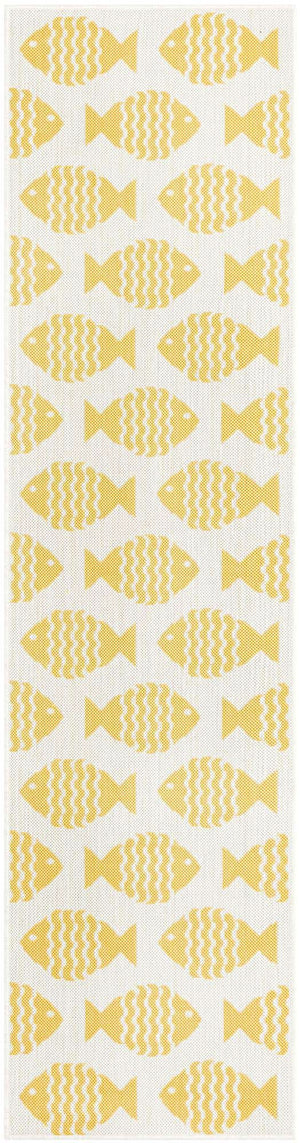 Yellow 2' x 8' Outdoor Coastal Runner Area Rug Weather Resistant for Patio, Deck, Terrace, Balcony, Porch 100% Polypropylene Coastal Decor Carpet for Sale at Rug Engine