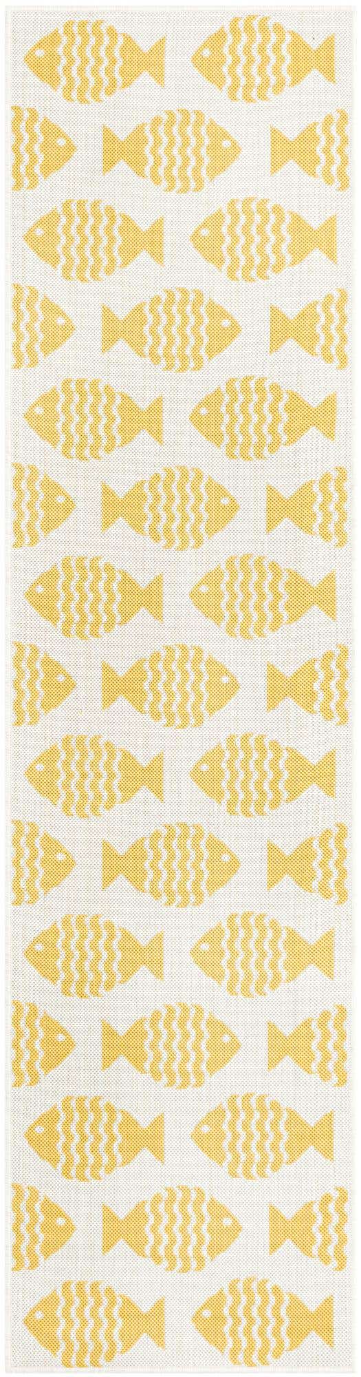 Yellow 2' x 8' Outdoor Coastal Runner Area Rug Weather Resistant for Patio, Deck, Terrace, Balcony, Porch 100% Polypropylene Coastal Decor Carpet for Sale at Rug Engine