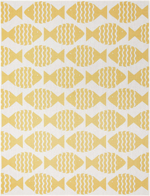 Yellow 9' x 12' Outdoor Coastal Rectangle Area Rug Weather Resistant for Patio, Deck, Terrace, Balcony, Porch 100% Polypropylene Coastal Decor Carpet for Sale at Rug Engine