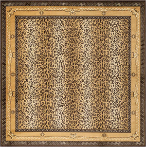 Brown 10' x 10' Wildlife Square Area Rug Animal Print Safari Jungle Inspired Carpet for Unique Modern Interior Design for Sale at Rug Engine