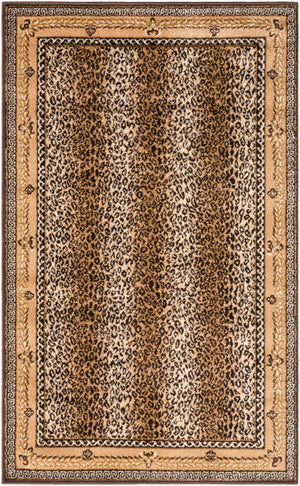 Brown 3' 1 x 5' 3 Wildlife Rectangle Area Rug Animal Print Safari Jungle Inspired Carpet for Unique Modern Interior Design for Sale at Rug Engine