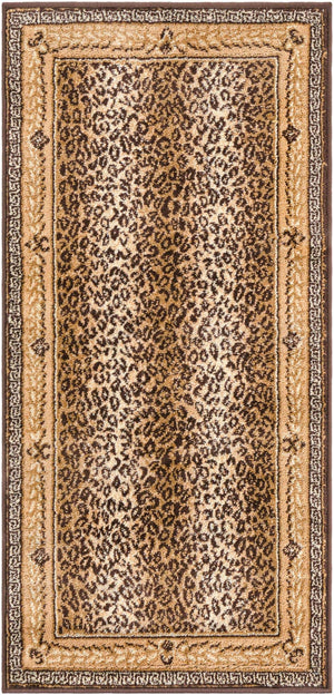 Brown 2' x 4' 1 Wildlife Runner Area Rug Animal Print Safari Jungle Inspired Carpet for Unique Modern Interior Design for Sale at Rug Engine