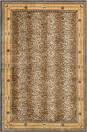 Brown 4' 1 x 6' 1 Wildlife Rectangle Area Rug Animal Print Safari Jungle Inspired Carpet for Unique Modern Interior Design for Sale at Rug Engine