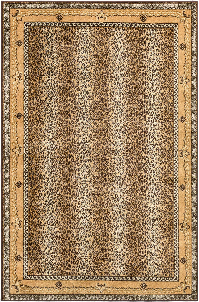 Brown 4' 1 x 6' 1 Wildlife Rectangle Area Rug Animal Print Safari Jungle Inspired Carpet for Unique Modern Interior Design for Sale at Rug Engine
