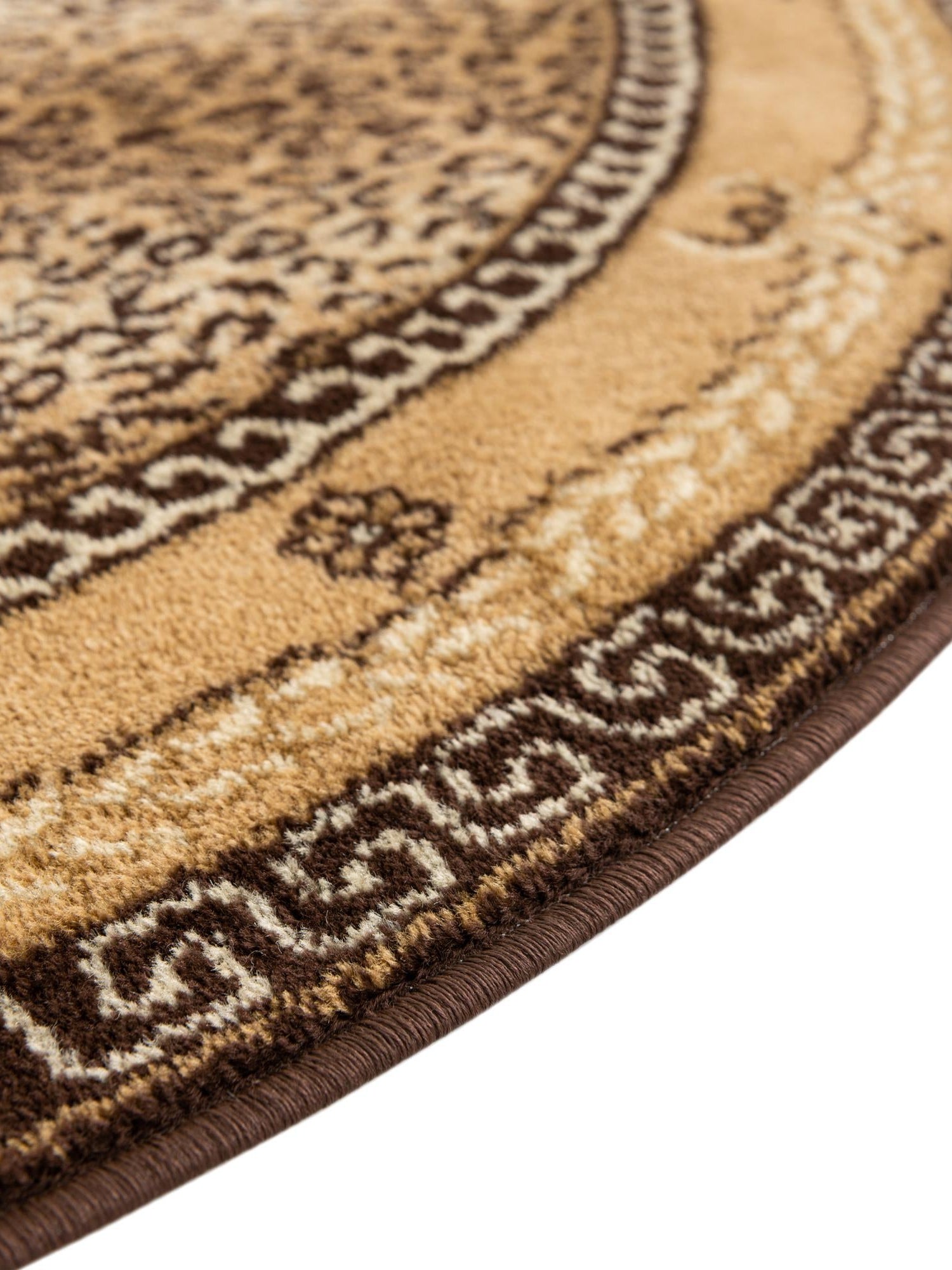 Brown 4' 1 x 4' 1 Wildlife Round Area Rug Animal Print Safari Jungle Inspired Carpet for Unique Modern Interior Design for Sale at Rug Engine