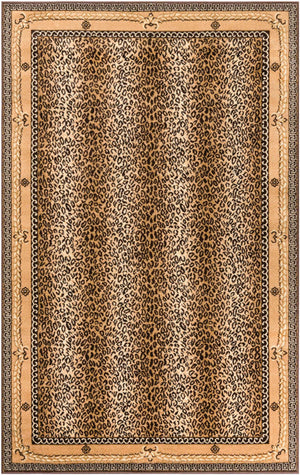 Brown 5' 3 x 8' Wildlife Rectangle Area Rug Animal Print Safari Jungle Inspired Carpet for Unique Modern Interior Design for Sale at Rug Engine
