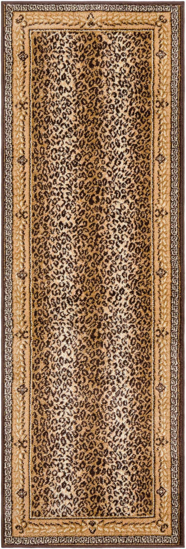 Brown 2' x 6' 1 Wildlife Runner Area Rug Animal Print Safari Jungle Inspired Carpet for Unique Modern Interior Design for Sale at Rug Engine