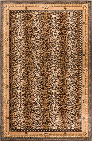 Brown 6' 1 x 9' Wildlife Rectangle Area Rug Animal Print Safari Jungle Inspired Carpet for Unique Modern Interior Design for Sale at Rug Engine