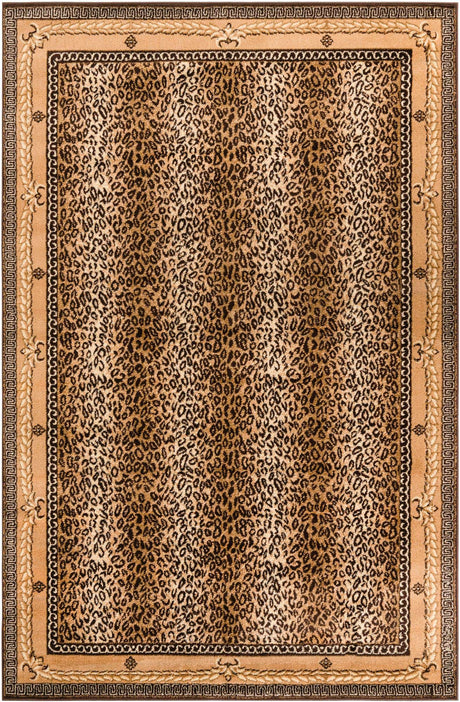 Brown 6' 1 x 9' Wildlife Rectangle Area Rug Animal Print Safari Jungle Inspired Carpet for Unique Modern Interior Design for Sale at Rug Engine