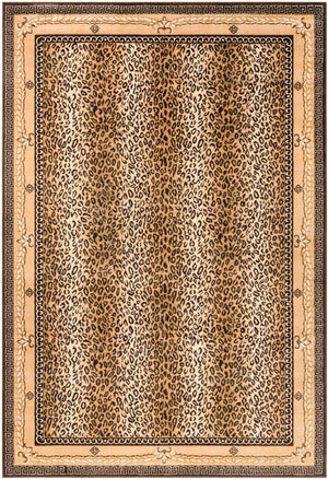 Brown 7' 1 x 10' Wildlife Rectangle Area Rug Animal Print Safari Jungle Inspired Carpet for Unique Modern Interior Design for Sale at Rug Engine