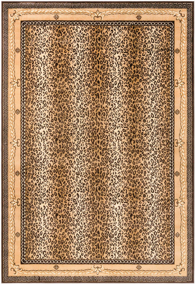 Brown 7' 1 x 10' Wildlife Rectangle Area Rug Animal Print Safari Jungle Inspired Carpet for Unique Modern Interior Design for Sale at Rug Engine