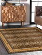 Brown 12' x 12' Wildlife Square Area Rug Animal Print Safari Jungle Inspired Carpet for Unique Modern Interior Design for Sale at Rug Engine