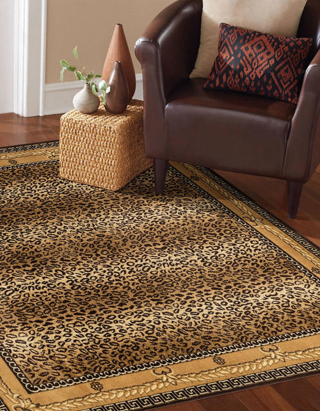 Brown 10' x 10' Wildlife Square Area Rug Animal Print Safari Jungle Inspired Carpet for Unique Modern Interior Design for Sale at Rug Engine