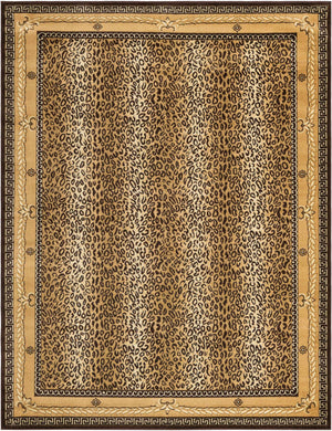 Brown 7' 10 x 10' Wildlife Rectangle Area Rug Animal Print Safari Jungle Inspired Carpet for Unique Modern Interior Design for Sale at Rug Engine