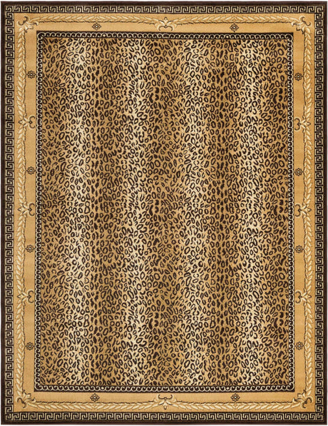 Brown 7' 10 x 10' Wildlife Rectangle Area Rug Animal Print Safari Jungle Inspired Carpet for Unique Modern Interior Design for Sale at Rug Engine