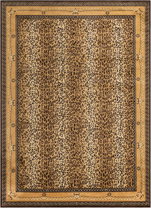 Brown 9' x 12' Wildlife Rectangle Area Rug Animal Print Safari Jungle Inspired Carpet for Unique Modern Interior Design for Sale at Rug Engine