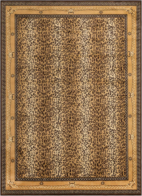 Brown 9' x 12' Wildlife Rectangle Area Rug Animal Print Safari Jungle Inspired Carpet for Unique Modern Interior Design for Sale at Rug Engine