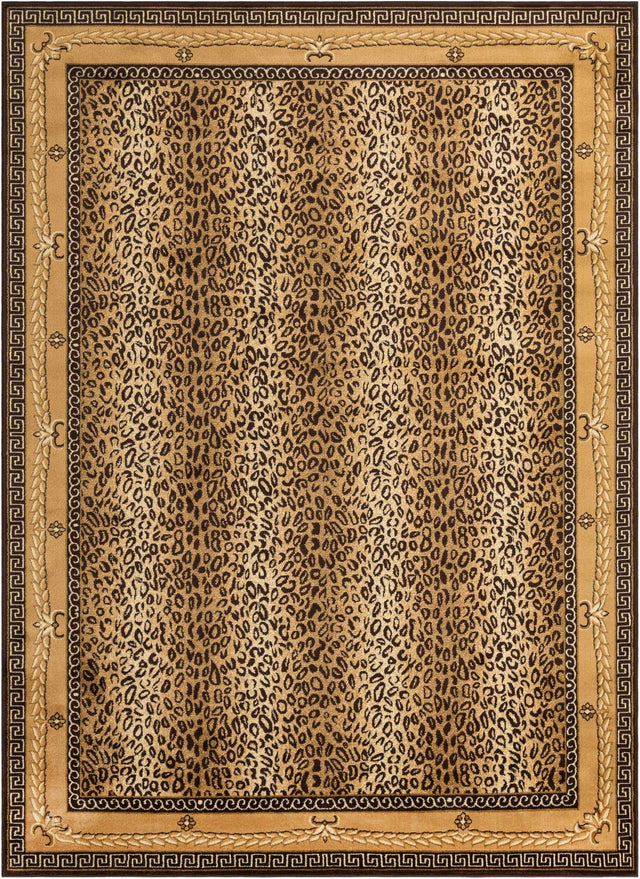 Brown 9' x 12' Wildlife Rectangle Area Rug Animal Print Safari Jungle Inspired Carpet for Unique Modern Interior Design for Sale at Rug Engine