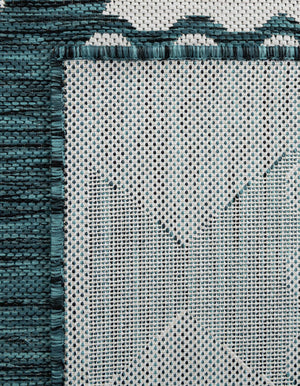 Turquoise 6' 1 x 9' Outdoor Coastal Rectangle Area Rug Weather Resistant for Patio, Deck, Terrace, Balcony, Porch 100% Polypropylene Coastal Decor Carpet for Sale at Rug Engine