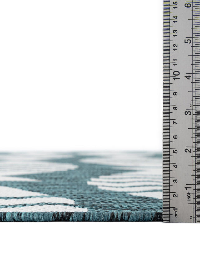Turquoise 2' x 6' 1 Outdoor Coastal Runner Rug