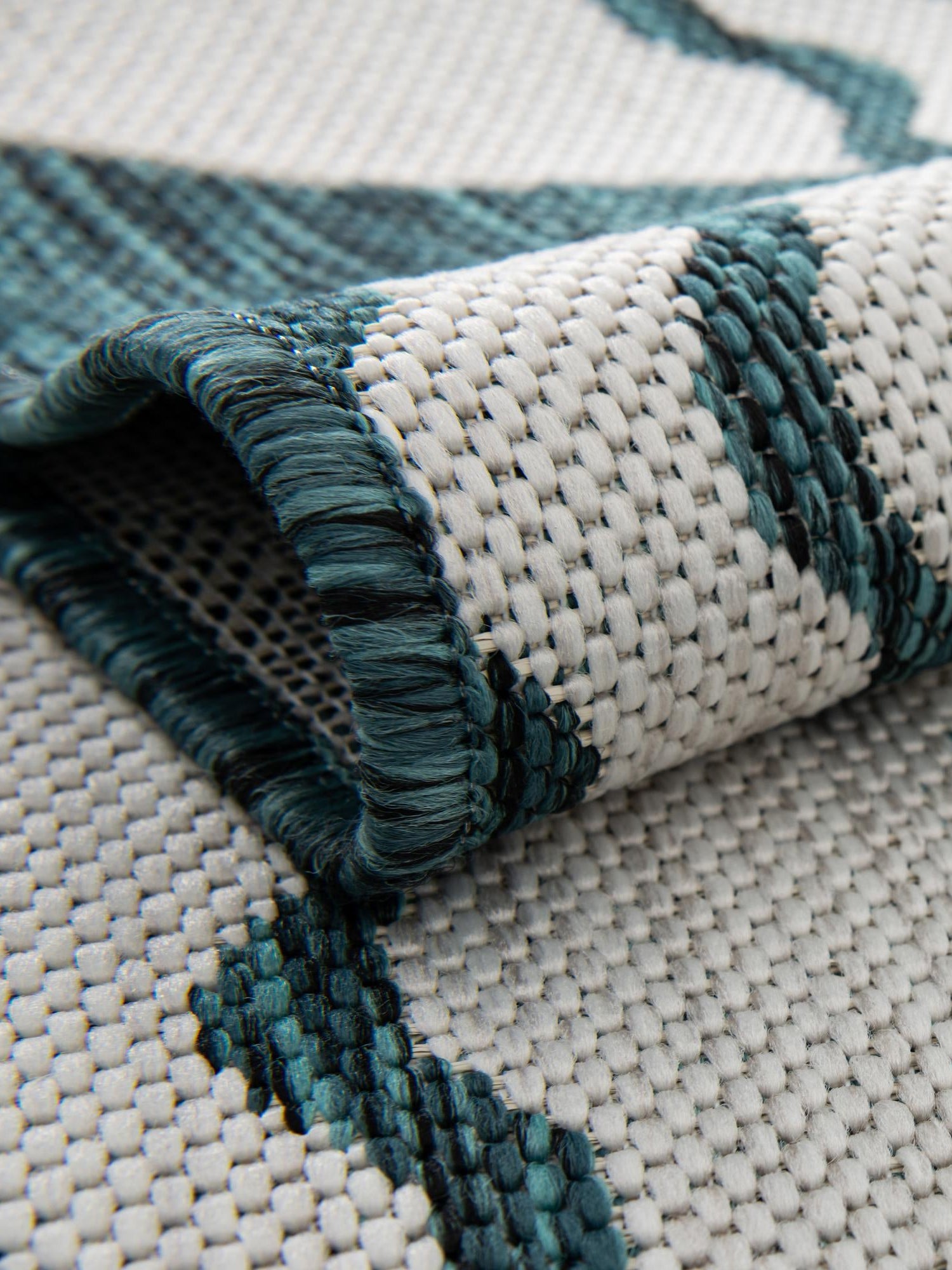 Turquoise 2' 7 x 12' Outdoor Coastal Runner Area Rug Weather Resistant for Patio, Deck, Terrace, Balcony, Porch 100% Polypropylene Coastal Decor Carpet for Sale at Rug Engine