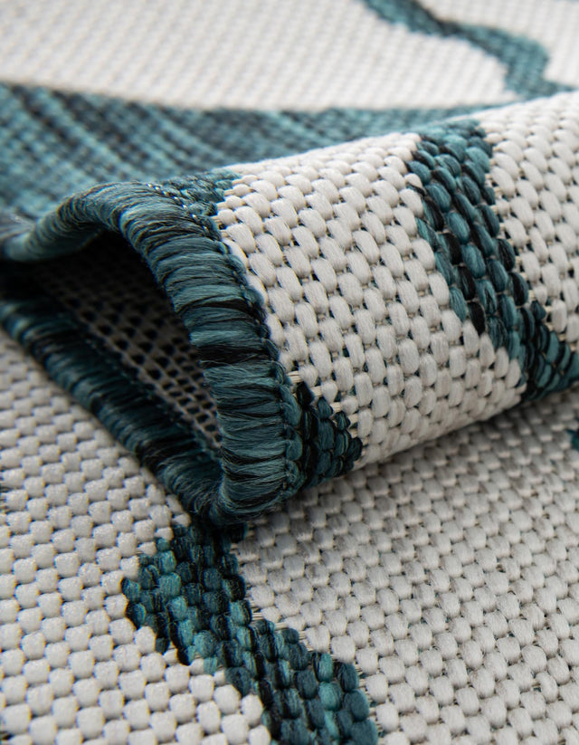 Turquoise 3' 1 x 3' 1 Outdoor Coastal Round Area Rug Weather Resistant for Patio, Deck, Terrace, Balcony, Porch 100% Polypropylene Coastal Decor Carpet for Sale at Rug Engine