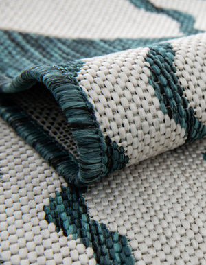 Turquoise 10' x 10' Outdoor Coastal Round Area Rug Weather Resistant for Patio, Deck, Terrace, Balcony, Porch 100% Polypropylene Coastal Decor Carpet for Sale at Rug Engine
