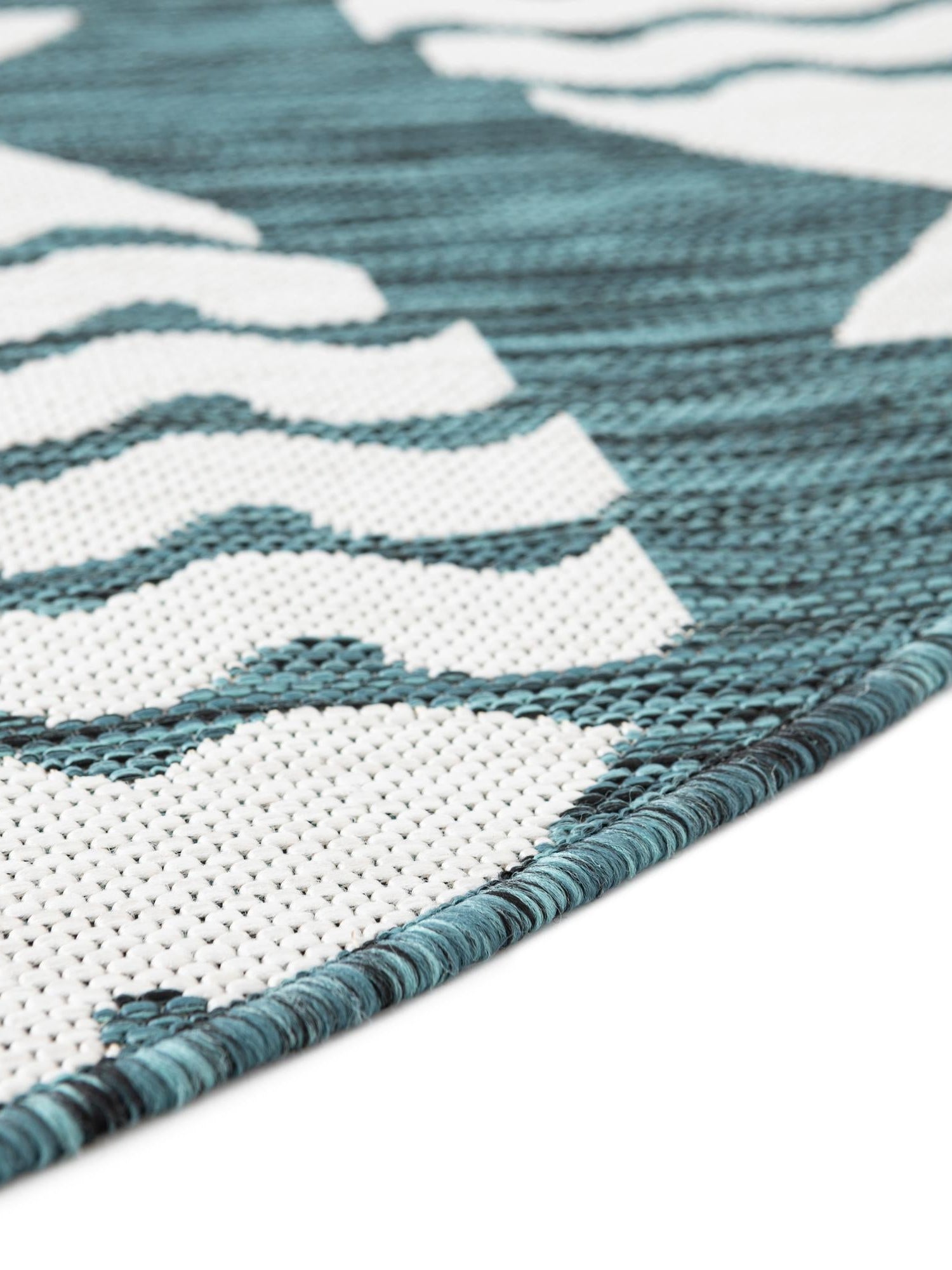 Turquoise 6' 1 x 6' 1 Outdoor Coastal Round Area Rug Weather Resistant for Patio, Deck, Terrace, Balcony, Porch 100% Polypropylene Coastal Decor Carpet for Sale at Rug Engine