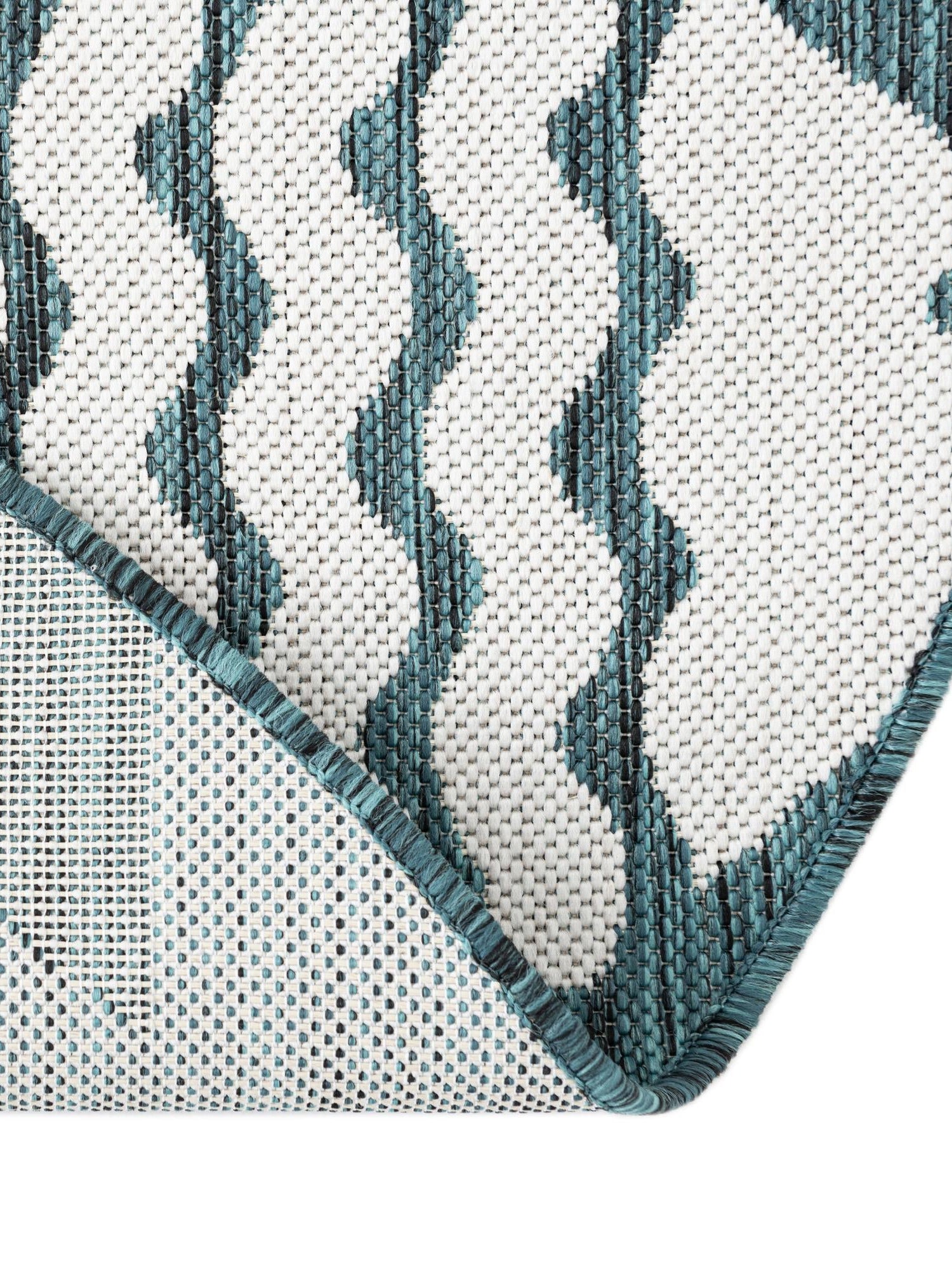 Turquoise 6' 1 x 6' 1 Outdoor Coastal Round Area Rug Weather Resistant for Patio, Deck, Terrace, Balcony, Porch 100% Polypropylene Coastal Decor Carpet for Sale at Rug Engine