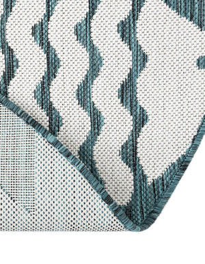 Turquoise 12' x 12' Outdoor Coastal Round Area Rug Weather Resistant for Patio, Deck, Terrace, Balcony, Porch 100% Polypropylene Coastal Decor Carpet for Sale at Rug Engine