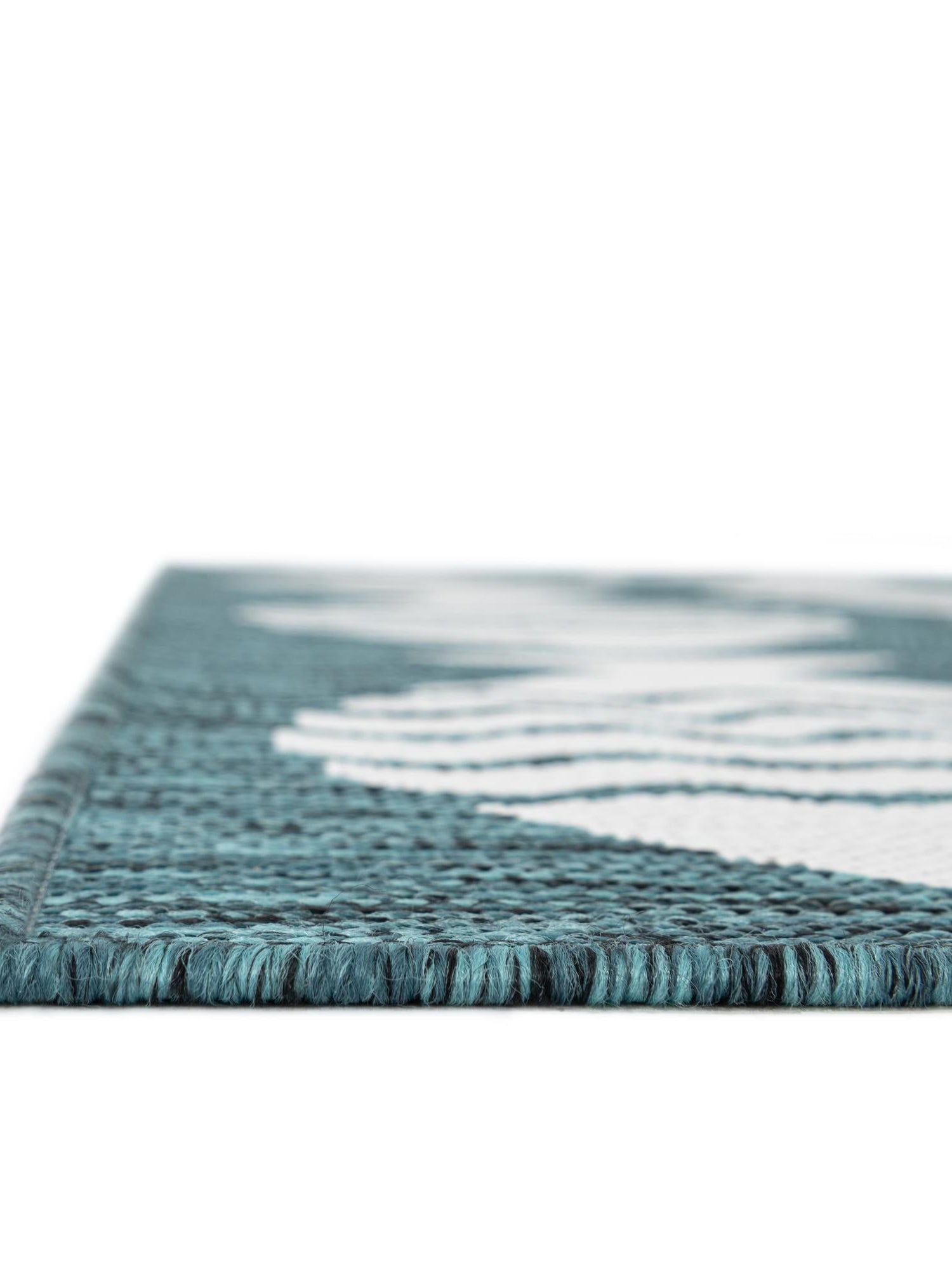 Turquoise 12' x 12' Outdoor Coastal Square Area Rug Weather Resistant for Patio, Deck, Terrace, Balcony, Porch 100% Polypropylene Coastal Decor Carpet for Sale at Rug Engine