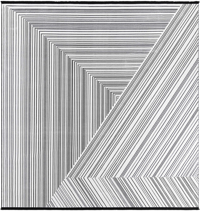 Black and White 10' x 10' Milano Square Area Rug 100% Polyester with Cotton Backing Modern Contemporary Carpet for Home Decor Interior Design for Sale at Rug Engine