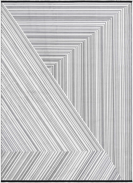 Black and White 9' x 12' Milano Rectangle Area Rug 100% Polyester with Cotton Backing Modern Contemporary Carpet for Home Decor Interior Design for Sale at Rug Engine