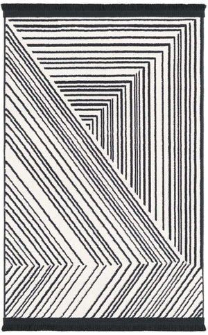 Black and White 2' x 3' 1 Milano Rectangle Area Rug 100% Polyester with Cotton Backing Modern Contemporary Carpet for Home Decor Interior Design for Sale at Rug Engine