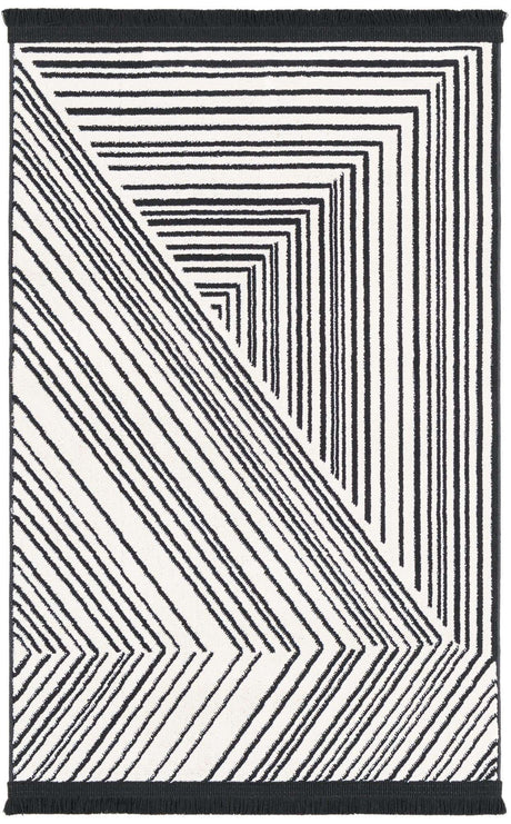 Black and White 2' x 3' 1 Milano Rectangle Area Rug 100% Polyester with Cotton Backing Modern Contemporary Carpet for Home Decor Interior Design for Sale at Rug Engine