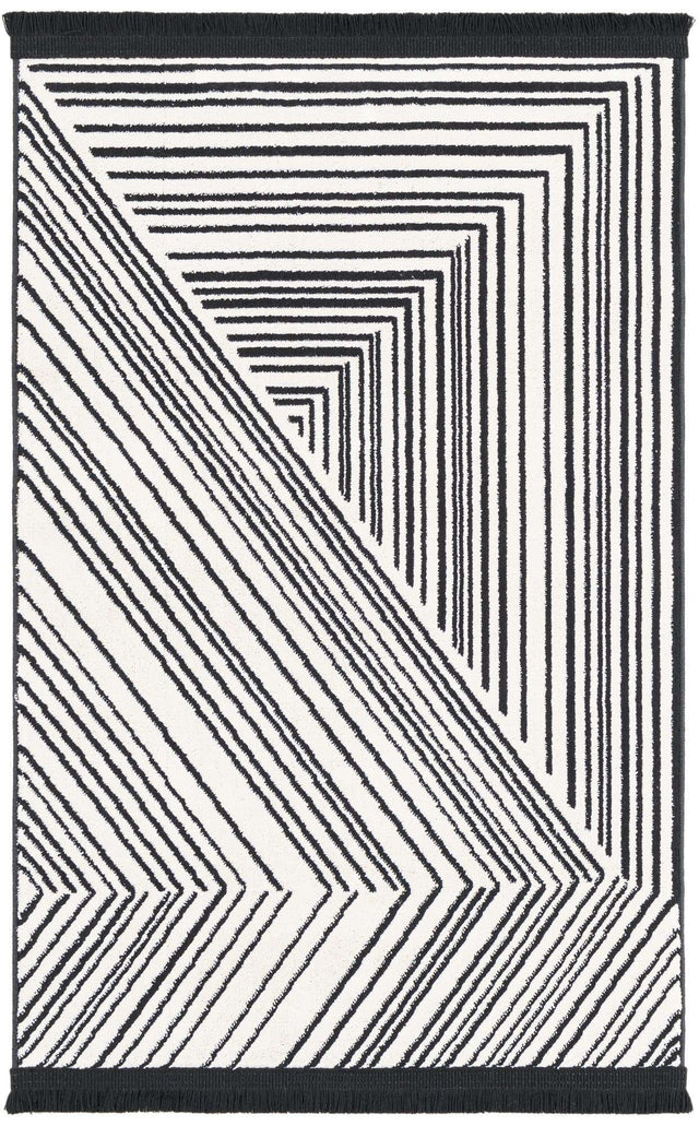 Black and White 2' x 3' 1 Milano Rectangle Area Rug 100% Polyester with Cotton Backing Modern Contemporary Carpet for Home Decor Interior Design for Sale at Rug Engine