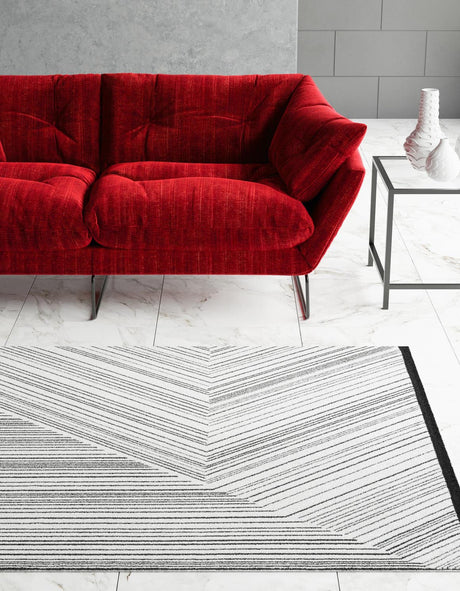 Black and White 9' x 12' Milano Rectangle Area Rug 100% Polyester with Cotton Backing Modern Contemporary Carpet for Home Decor Interior Design for Sale at Rug Engine