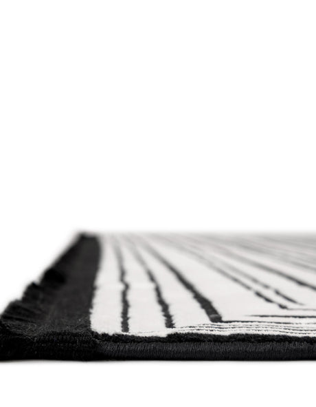 Black and White 5' 3 x 8' Milano Rectangle Area Rug 100% Polyester with Cotton Backing Modern Contemporary Carpet for Home Decor Interior Design for Sale at Rug Engine