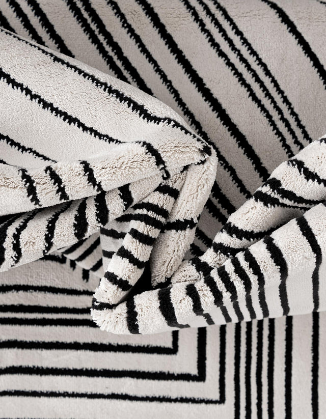 Black and White 7' 10 x 10' Milano Rectangle Area Rug 100% Polyester with Cotton Backing Modern Contemporary Carpet for Home Decor Interior Design for Sale at Rug Engine