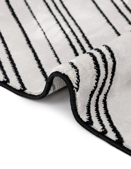 Black and White 6' 1 x 9' Milano Rectangle Area Rug 100% Polyester with Cotton Backing Modern Contemporary Carpet for Home Decor Interior Design for Sale at Rug Engine