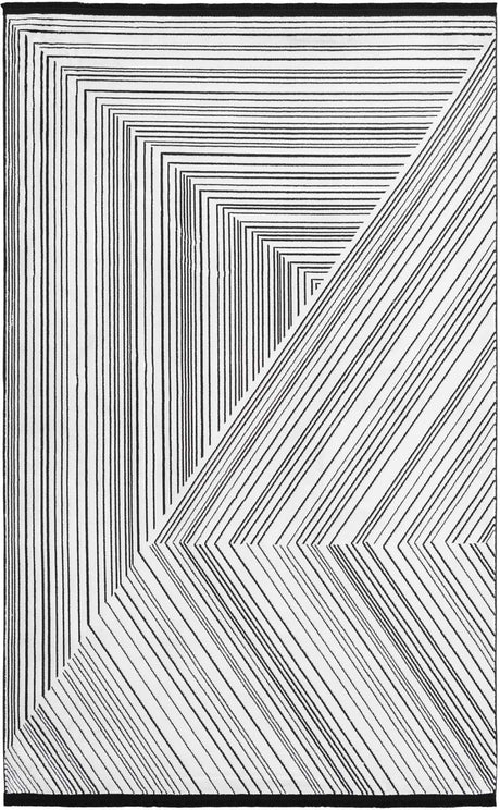 Black and White 5' 3 x 8' Milano Rectangle Area Rug 100% Polyester with Cotton Backing Modern Contemporary Carpet for Home Decor Interior Design for Sale at Rug Engine
